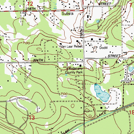 Topographic Map of Levdansky County Park, WA
