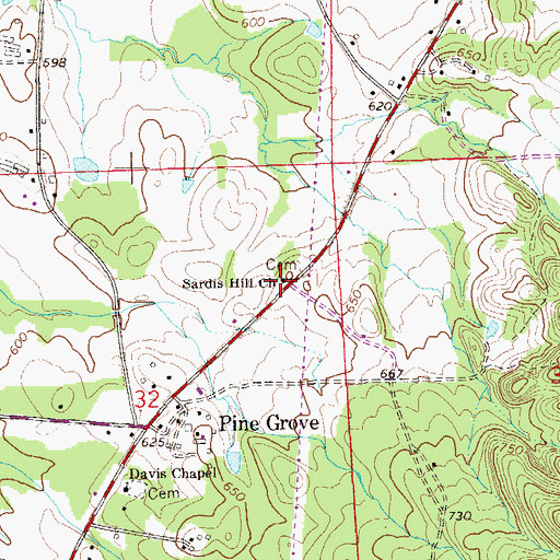 Topographic Map of Sardis Hill Missionary Baptist Church, AL