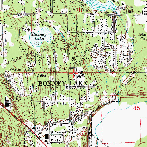 Topographic Map of Bonney Lake Elementary School, WA
