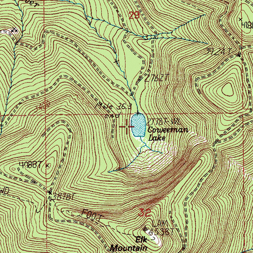 Topographic Map of Coweeman Lake, WA