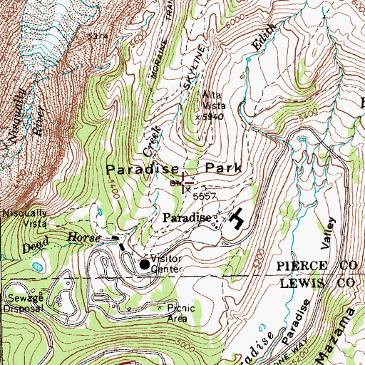 Topographic Map of Paradise Park, WA