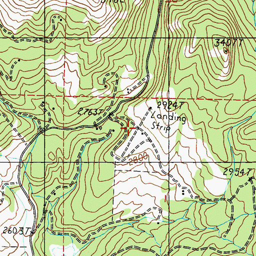 Topographic Map of Erickson Ranch Airport (historical), WA