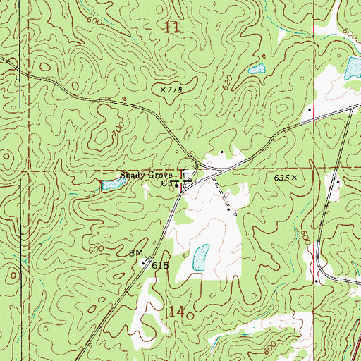Topographic Map of Shady Grove Baptist Church, AL
