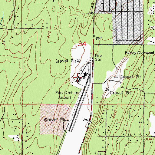 Topographic Map of Port Orchard Airport, WA