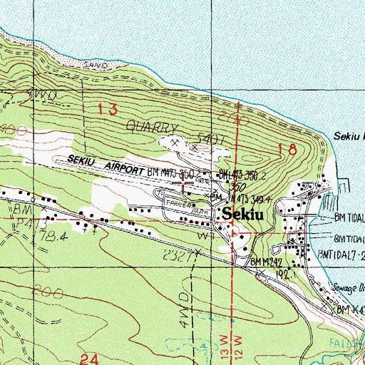 Topographic Map of Sekiu Airport, WA