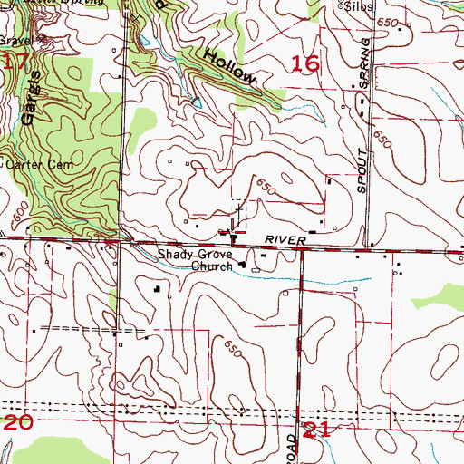 Topographic Map of Shady Grove United Methodist Church, AL