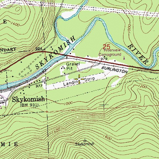 Topographic Map of Skykomish State Airport, WA