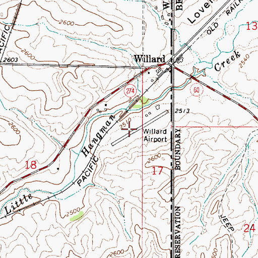 Topographic Map of Willard Field, WA