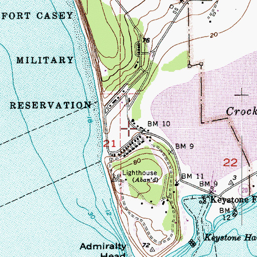 Topographic Map of Fort Casey, WA