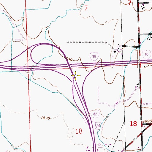 Topographic Map of Interstate Eighty-two Interchange, WA