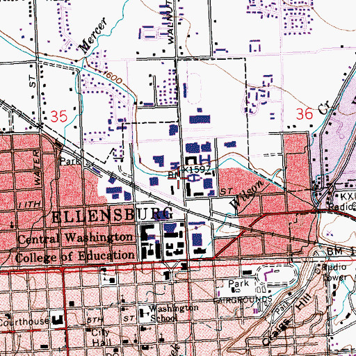 Topographic Map of Nicholson Pavilion, WA