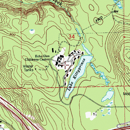 Topographic Map of Echo Glenn, WA