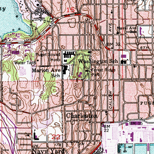 Topographic Map of KBRO-AM (Bremerton), WA