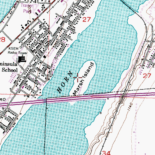 Topographic Map of KBSN-AM (Moses Lake), WA
