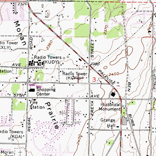 Topographic Map of KMBI-AM (Spokane), WA