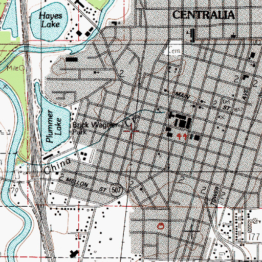 Topographic Map of KCED-FM (Centralia), WA