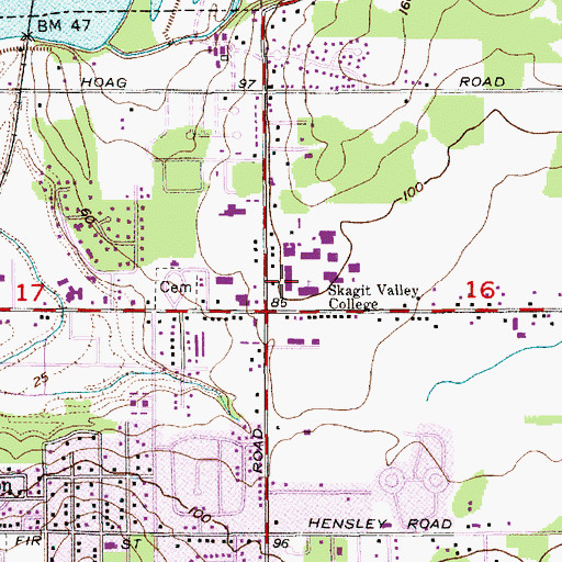 Topographic Map of KSVR-FM (Mount Vernon), WA