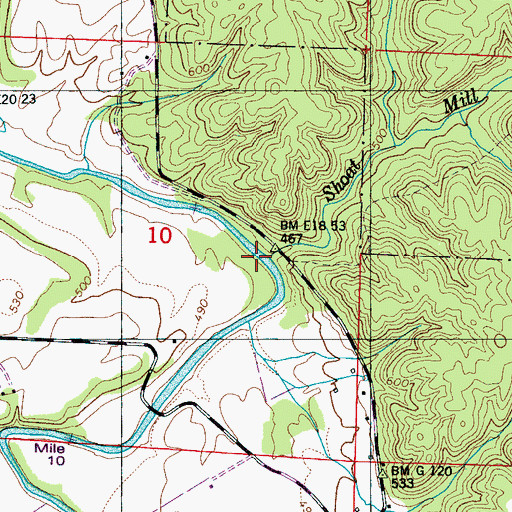 Topographic Map of Shoat Mill Branch, AL
