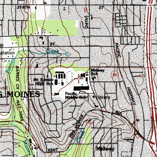 Topographic Map of Midway Elementary School, WA