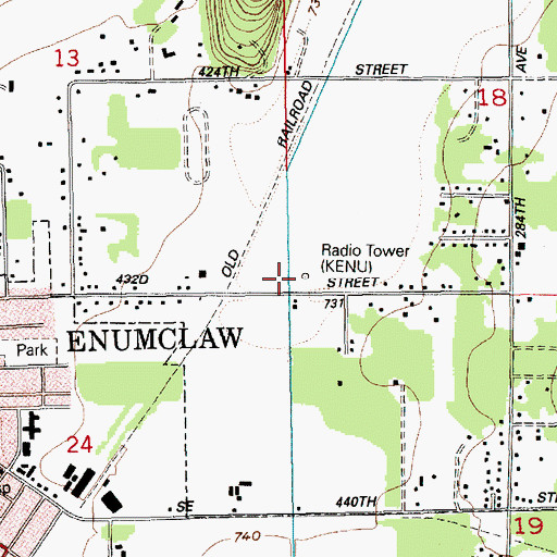 Topographic Map of KENU-AM (Enumclaw), WA