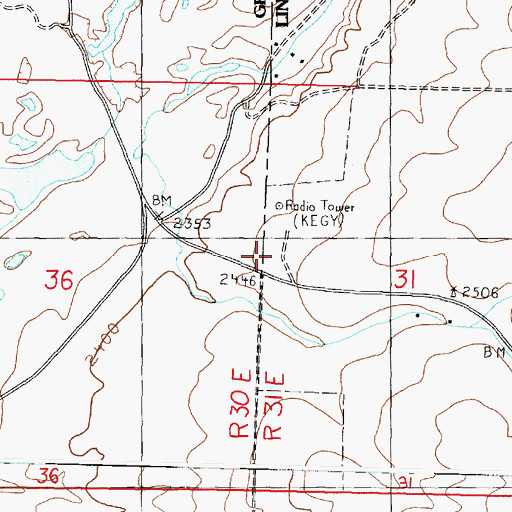 Topographic Map of KEYG-AM (Grand Coulee), WA