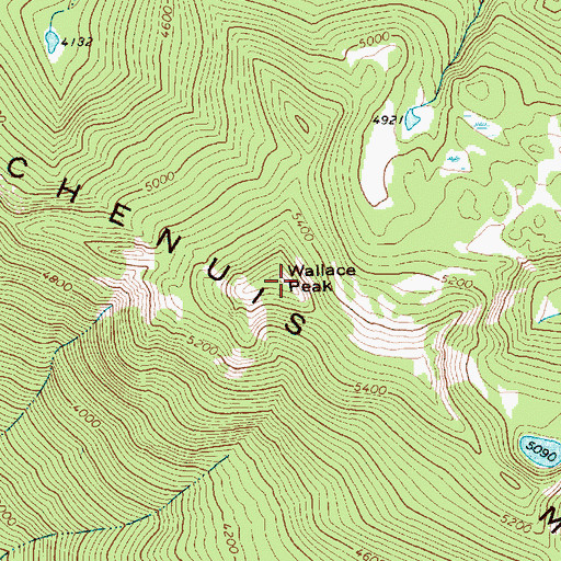 Topographic Map of Chenuis Mountain, WA