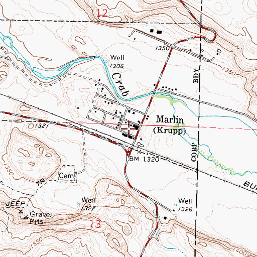 Topographic Map of Marlin, WA