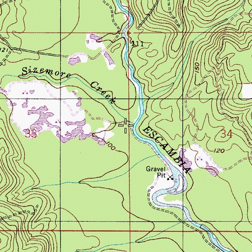 Topographic Map of Sizemore Creek, AL