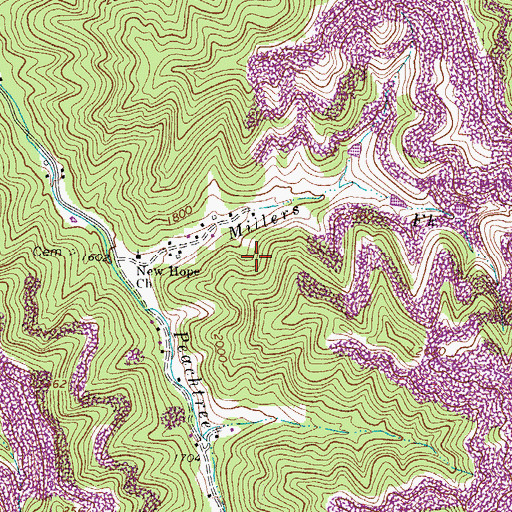 Topographic Map of Millers Fork, WV