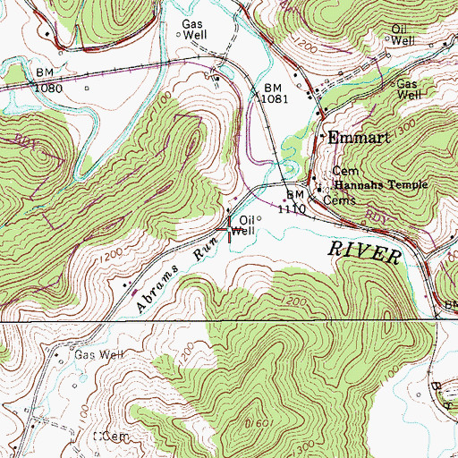 Topographic Map of Abrams Run, WV