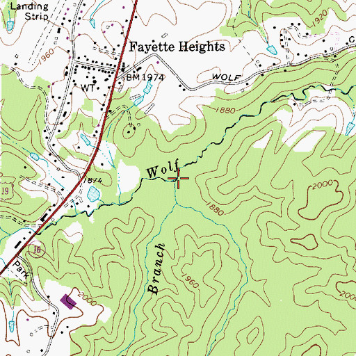 Topographic Map of Adkins Branch, WV