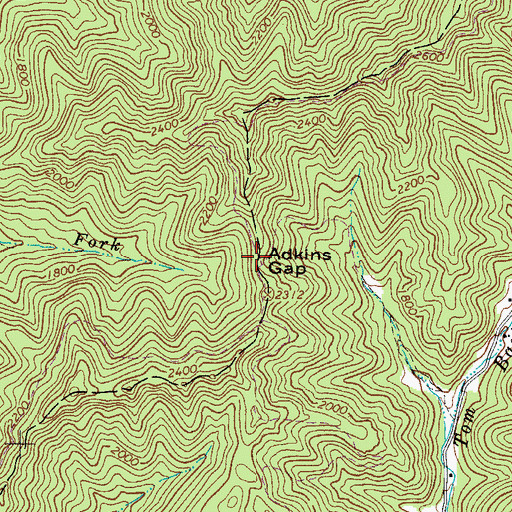 Topographic Map of Adkins Gap, WV