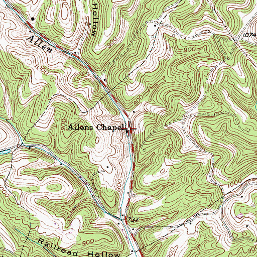 Topographic Map of Allens Chapel, WV