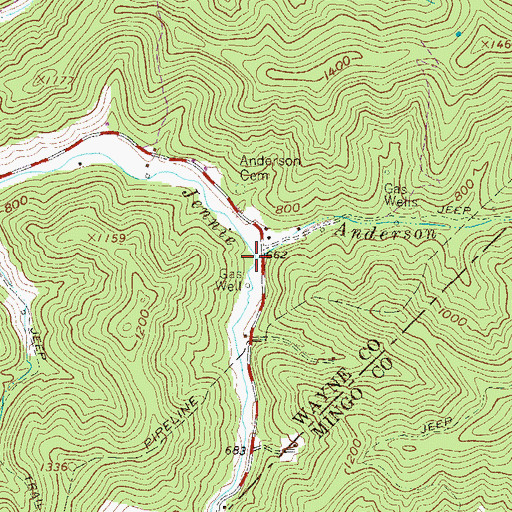 Topographic Map of Anderson Branch, WV