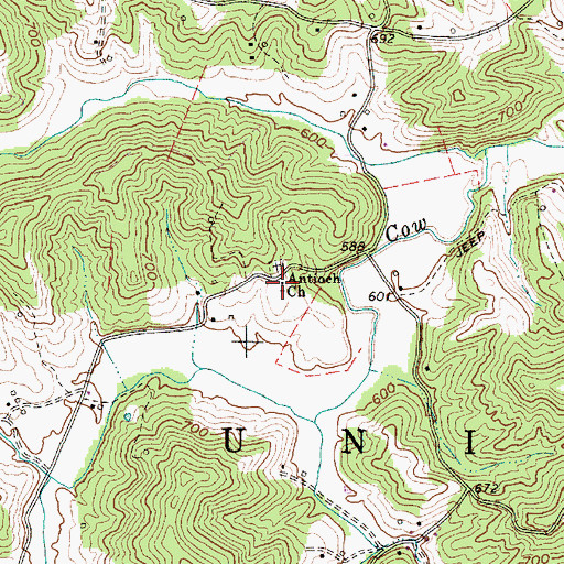 Topographic Map of Antioch Church, WV