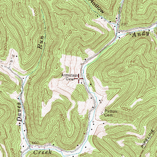 Topographic Map of Armstead Cemetery, WV
