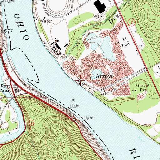 Topographic Map of Arroyo, WV
