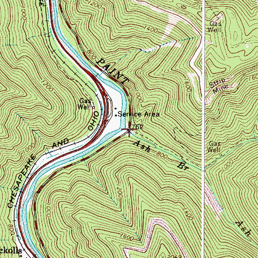 Topographic Map of Ash Branch, WV