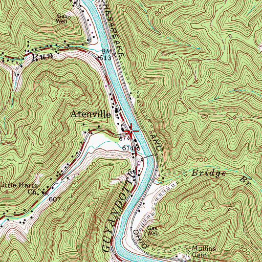 Topographic Map of Atenville, WV