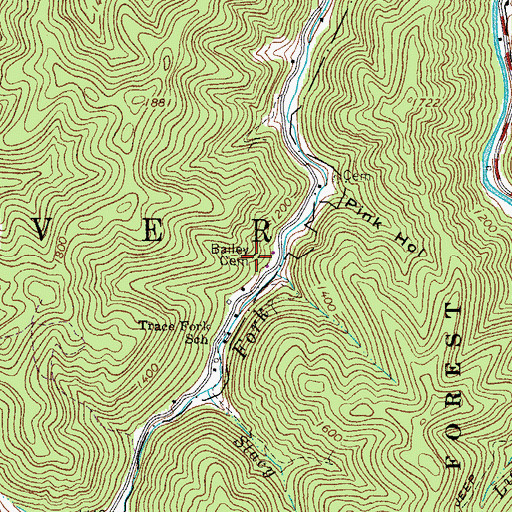 Topographic Map of Bailey Cemetery, WV