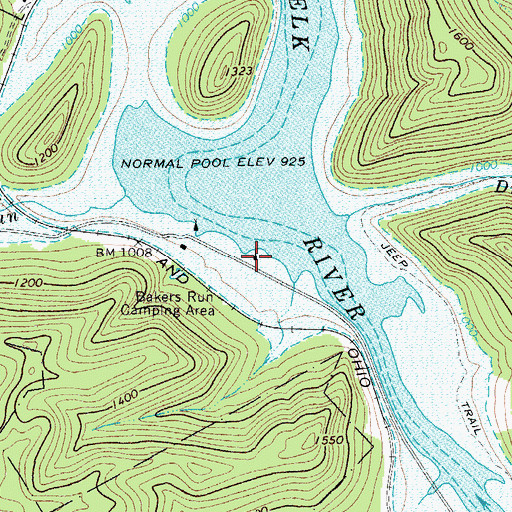 Topographic Map of Bakers Run Camping Area, WV