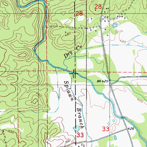 Topographic Map of Splawn Branch, AL