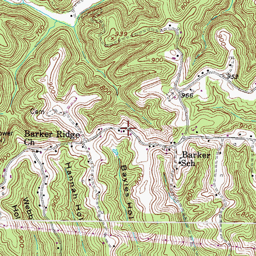 Topographic Map of Barker Ridge, WV