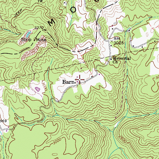 Topographic Map of Barn, WV