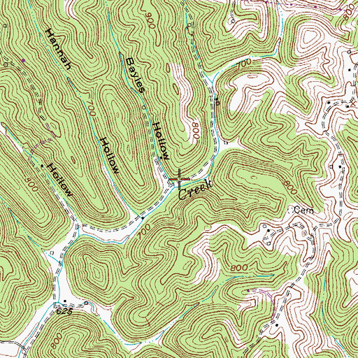 Topographic Map of Bayles Hollow, WV