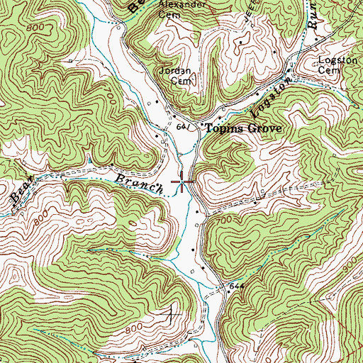 Topographic Map of Slaven Branch, WV