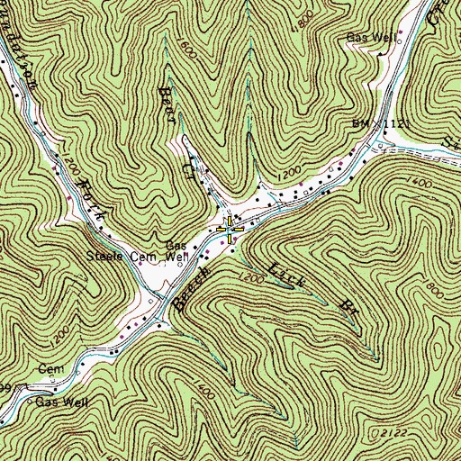 Topographic Map of Bear Creek, WV