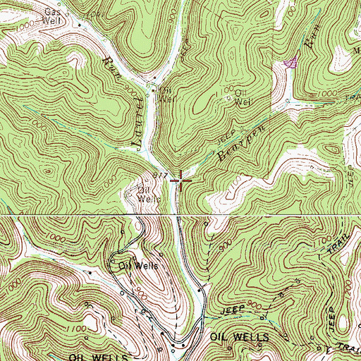 Topographic Map of Bearpen Run, WV