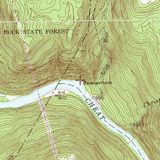 Topographic Map of Beaverhole, WV