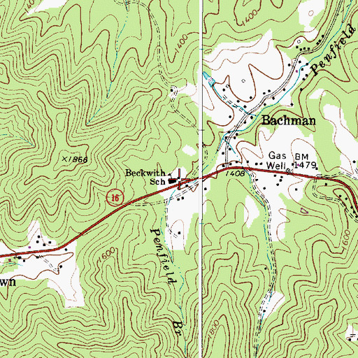 Topographic Map of Beckwith School (historical), WV